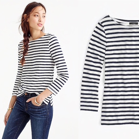 J. Crew Tops - J. Crew black label striped boatneck shirt